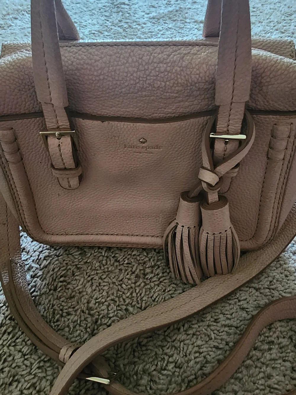 kate spade Pebbled Leather Crossbody Satchel in Taupe